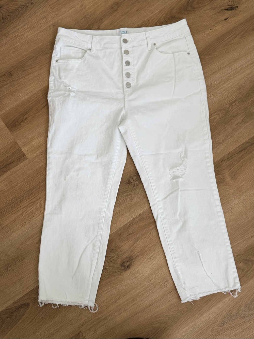 White Distressed High-Rise Button-Fly Women's Jeans Size 16